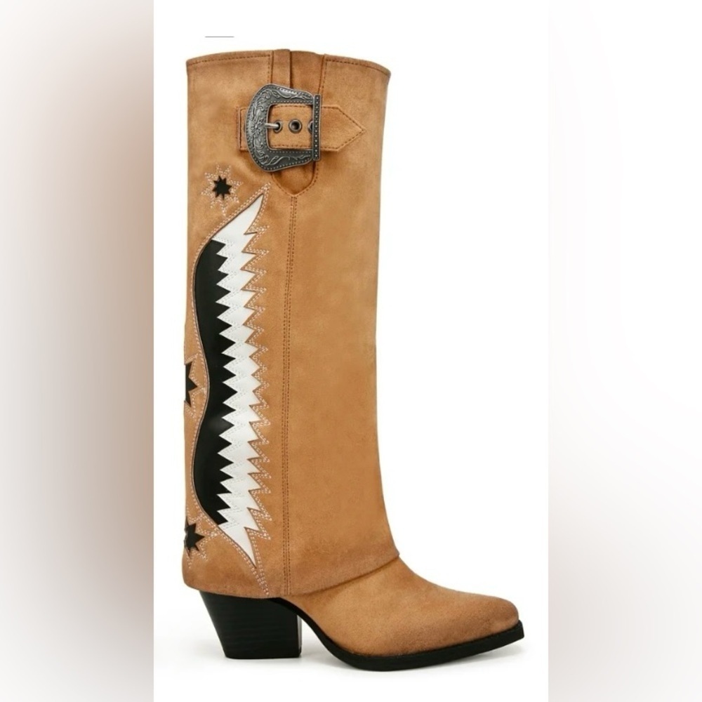 NWT Zodiac Western Boot Faux Suede Caramel size 7 - Picture 3 of 10